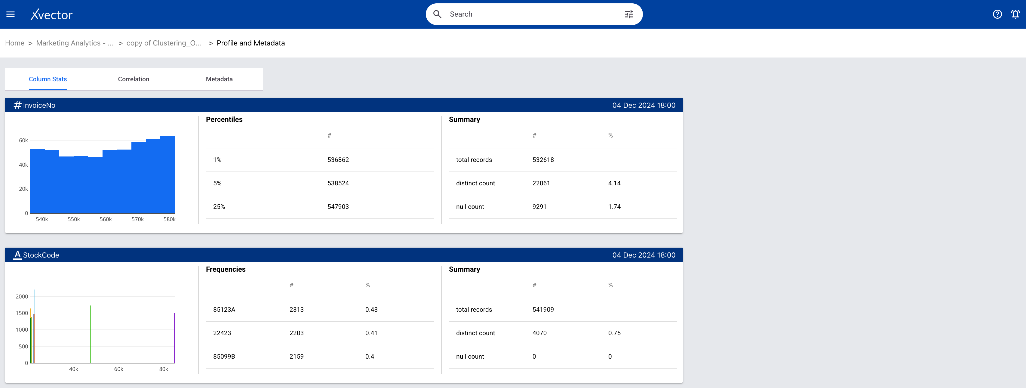 xVector DataApp profile page