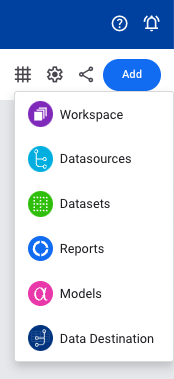 Add menu showing the Data Destination option