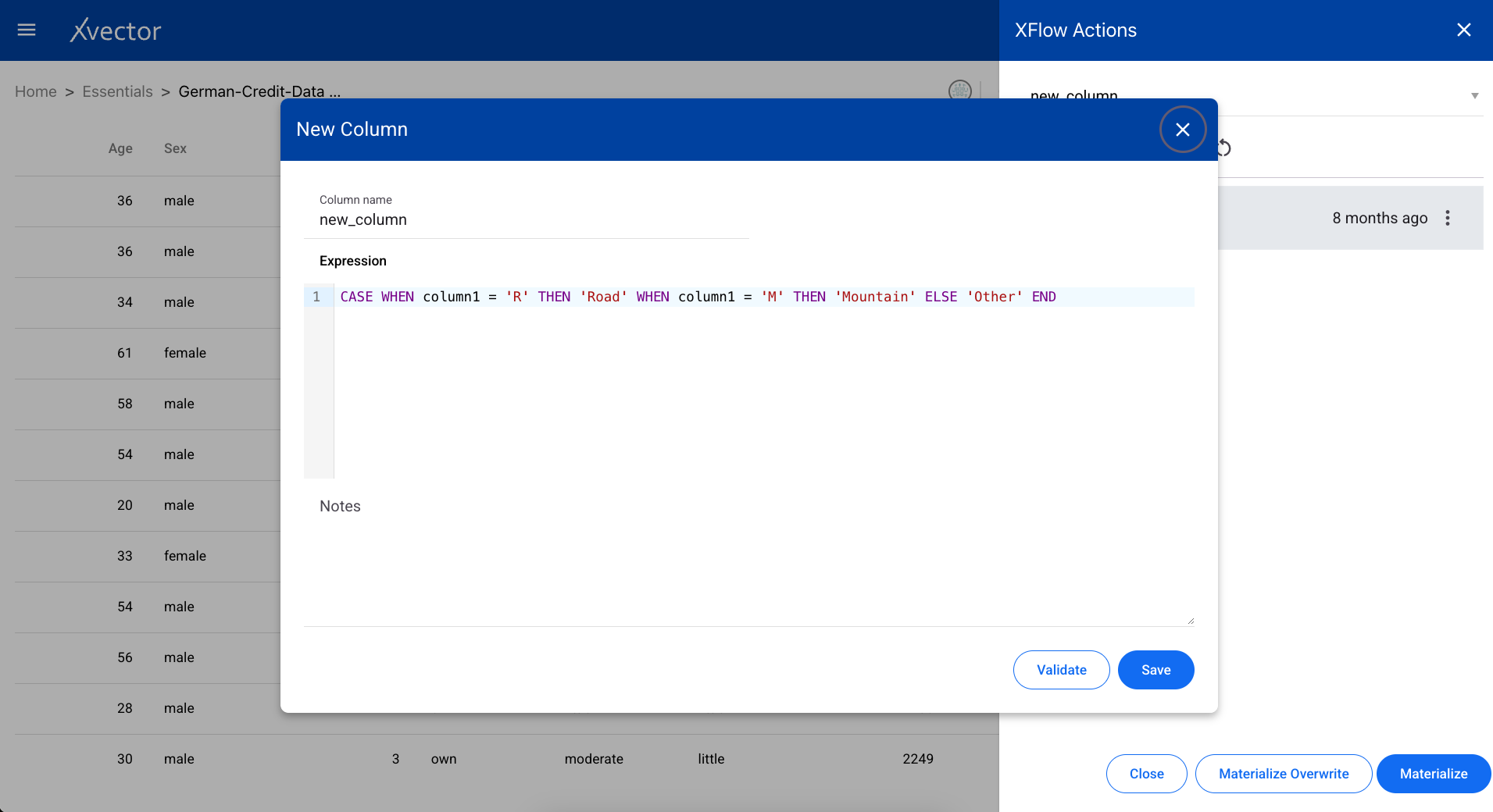 New column enrichment function