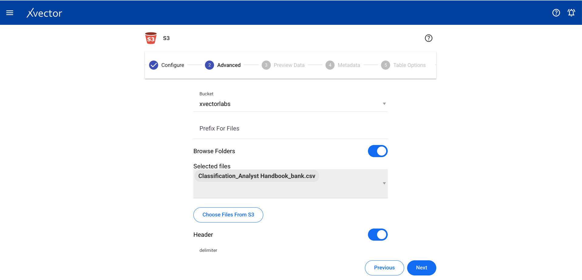 S3 datasource advanced settings