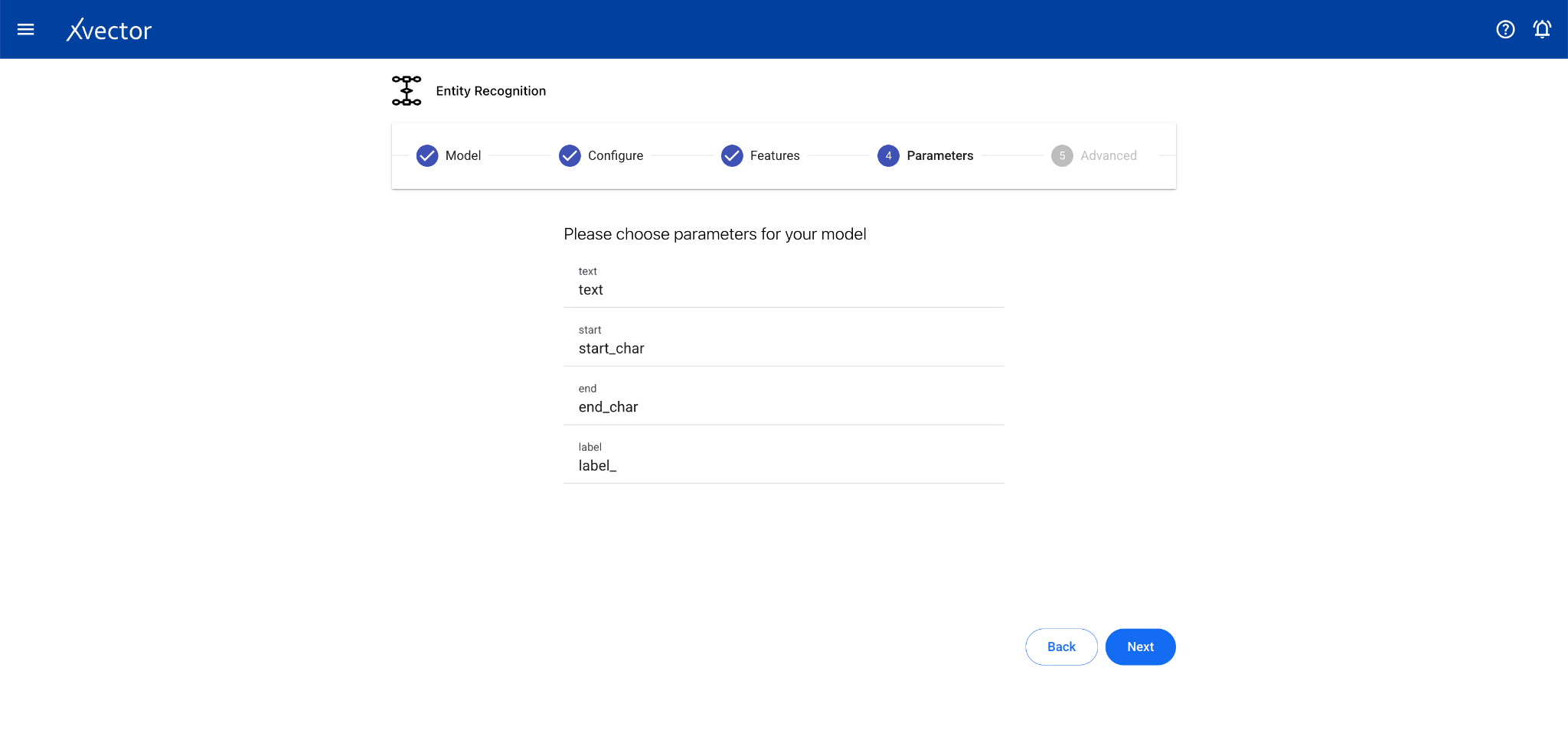 Entity recognition experiment view
