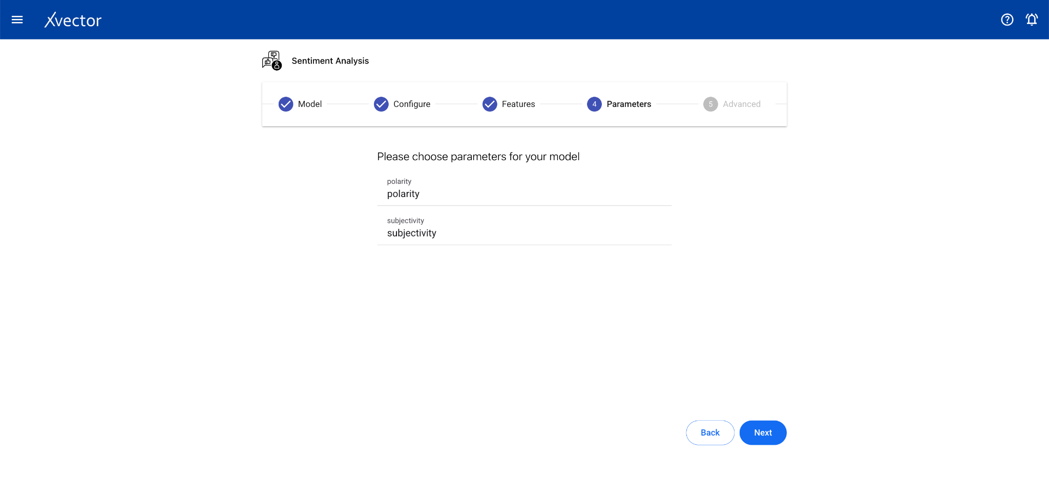 Sentiment analysis experiment view
