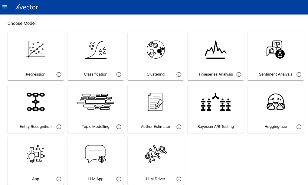 Model type selection showing all available model types