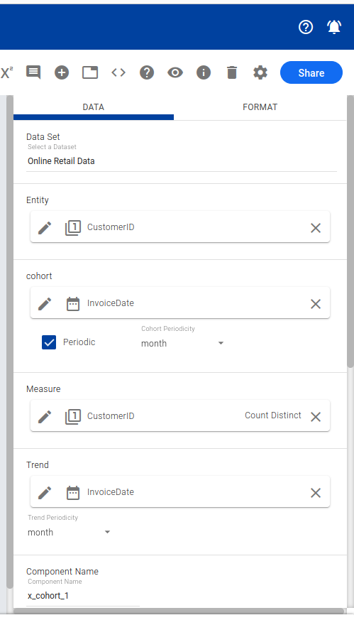 Cohort analysis data configuration