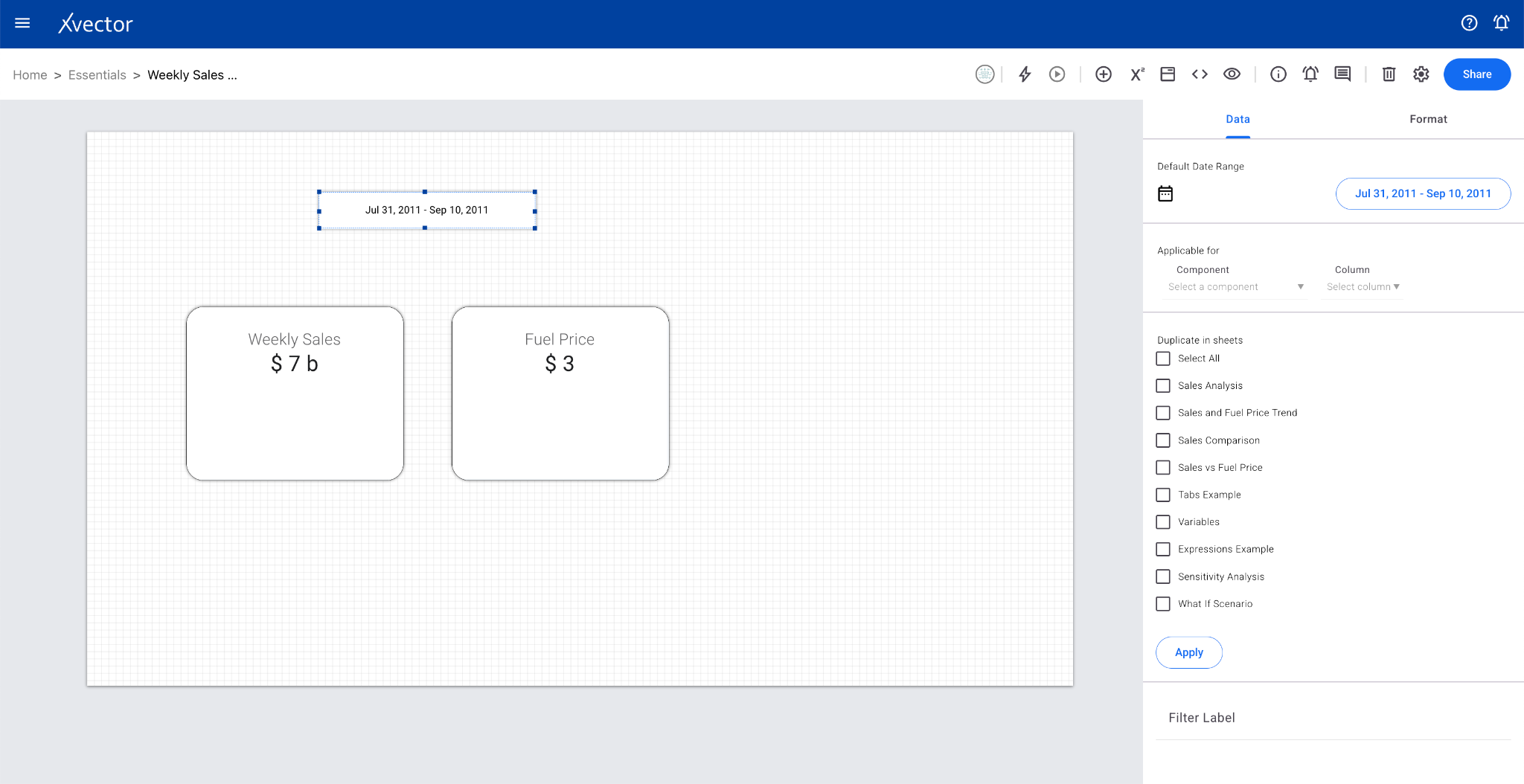Date range filter configuration