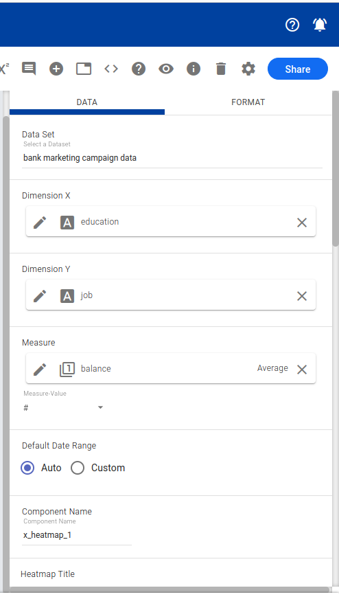 Heatmap data configuration