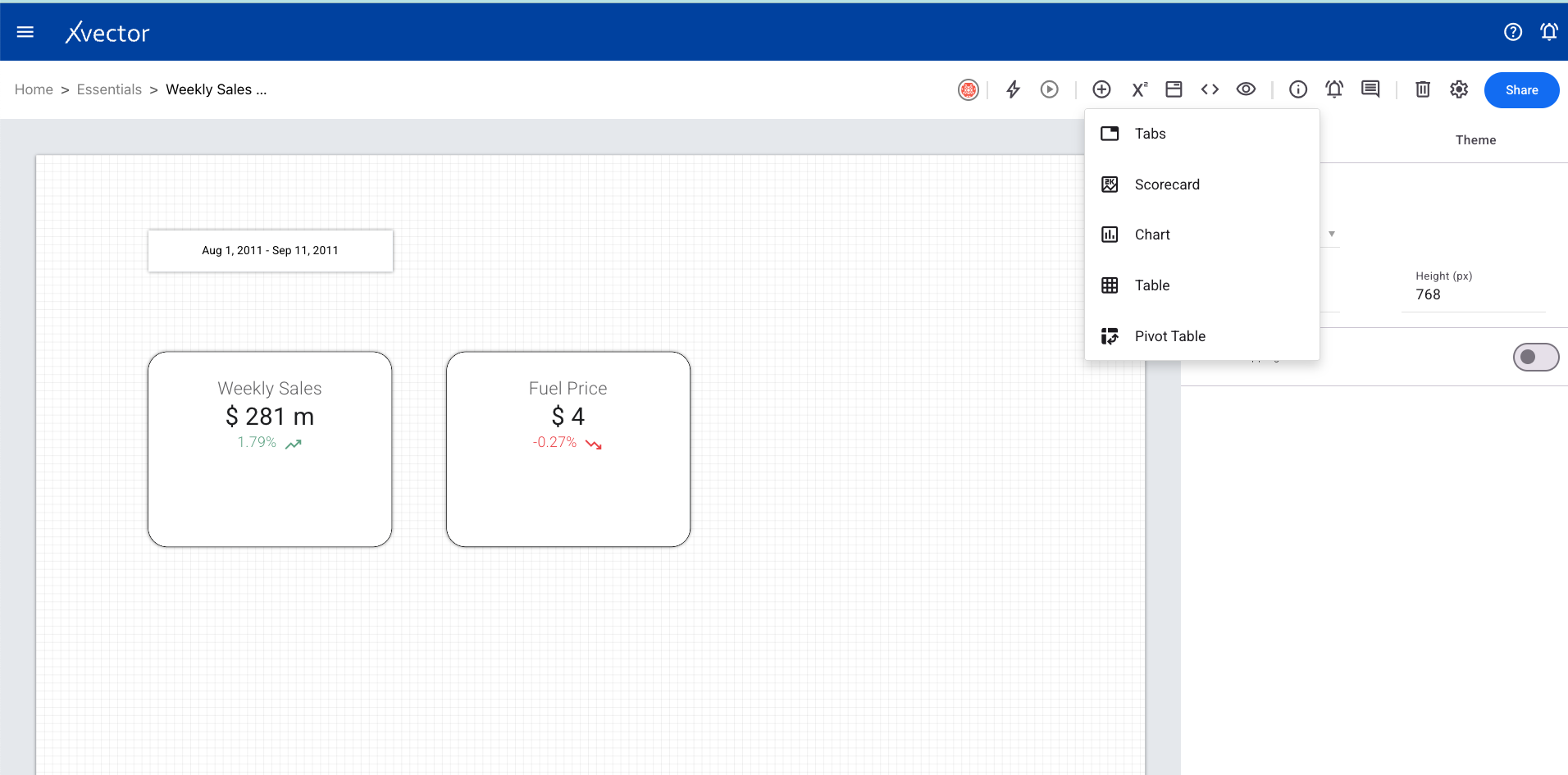 Scorecard measure and date range settings