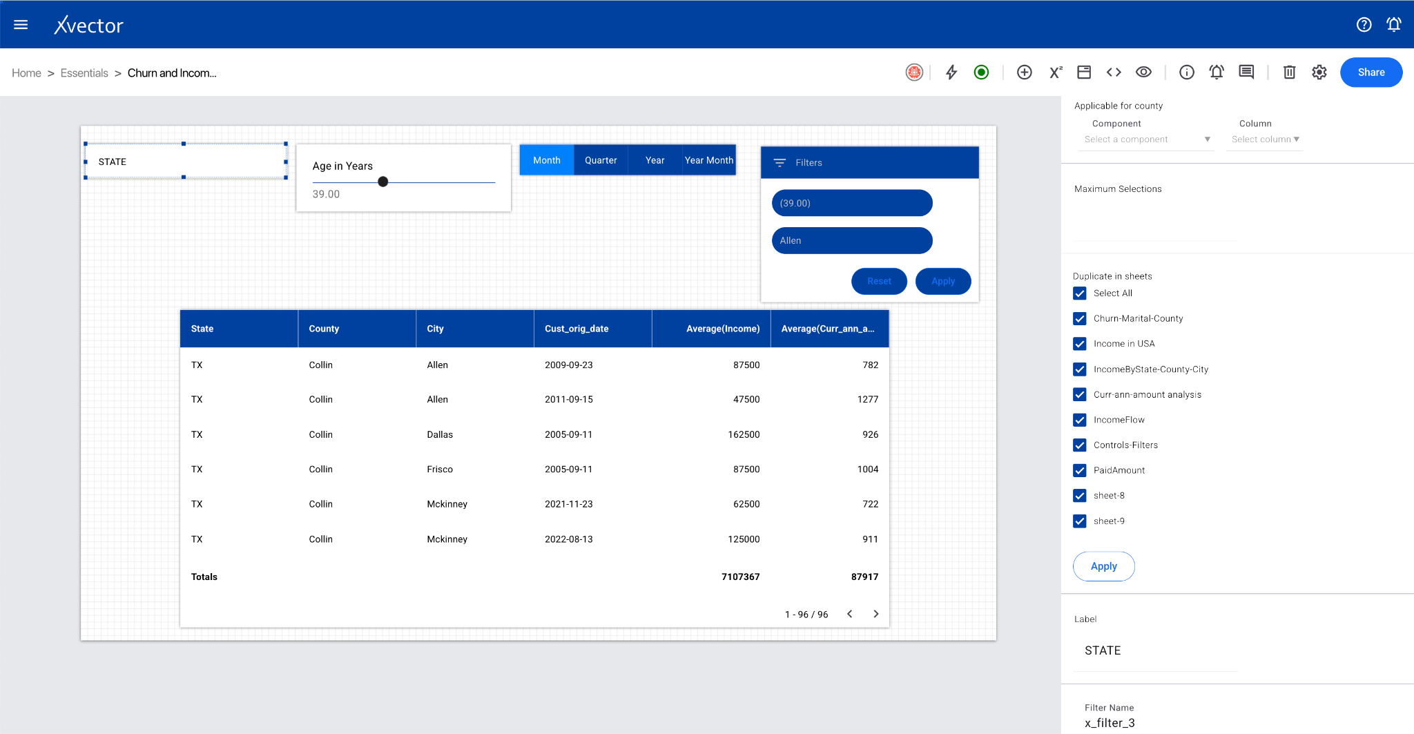 Sticky filter configuration
