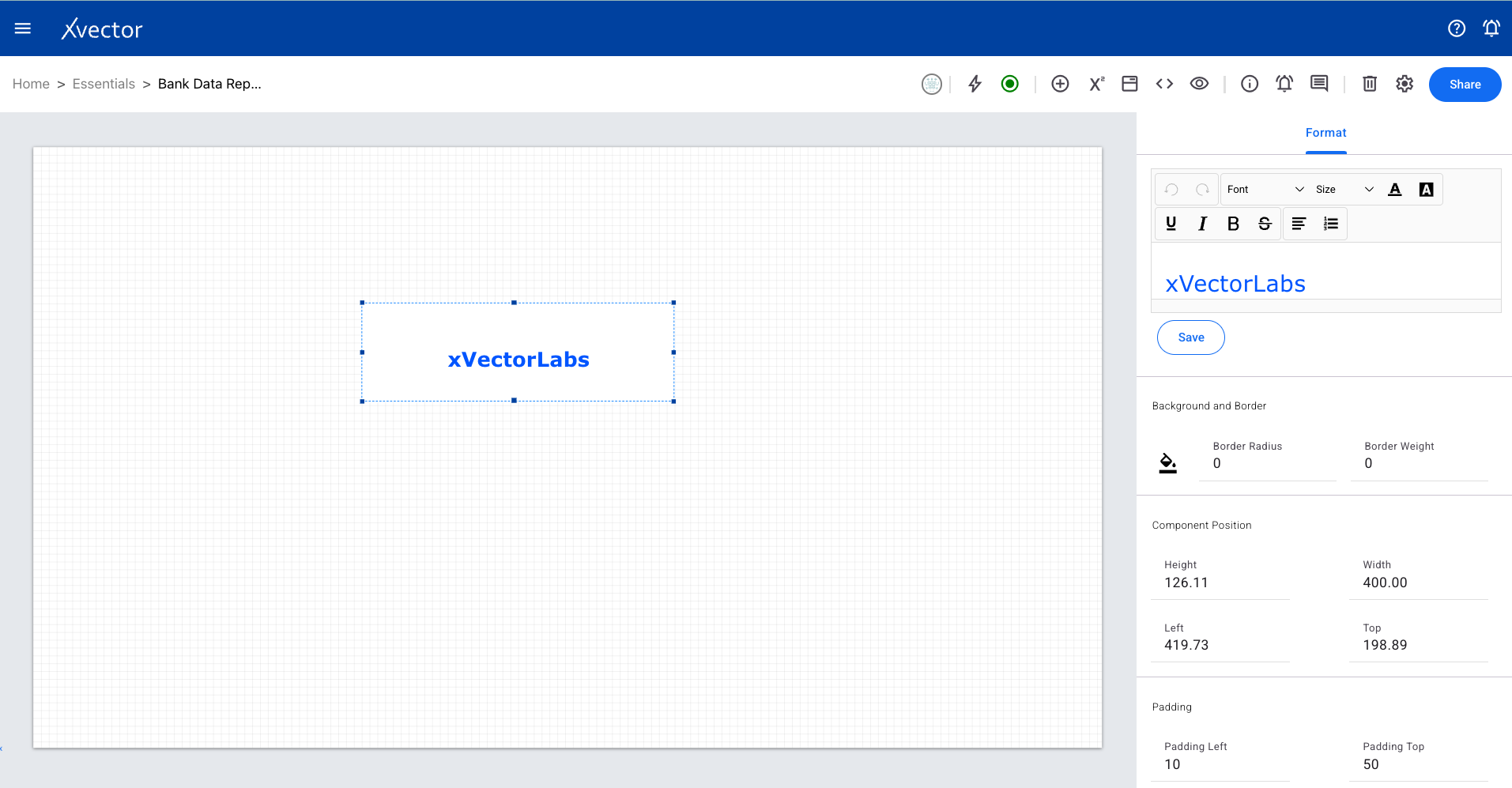 Text component formatting
