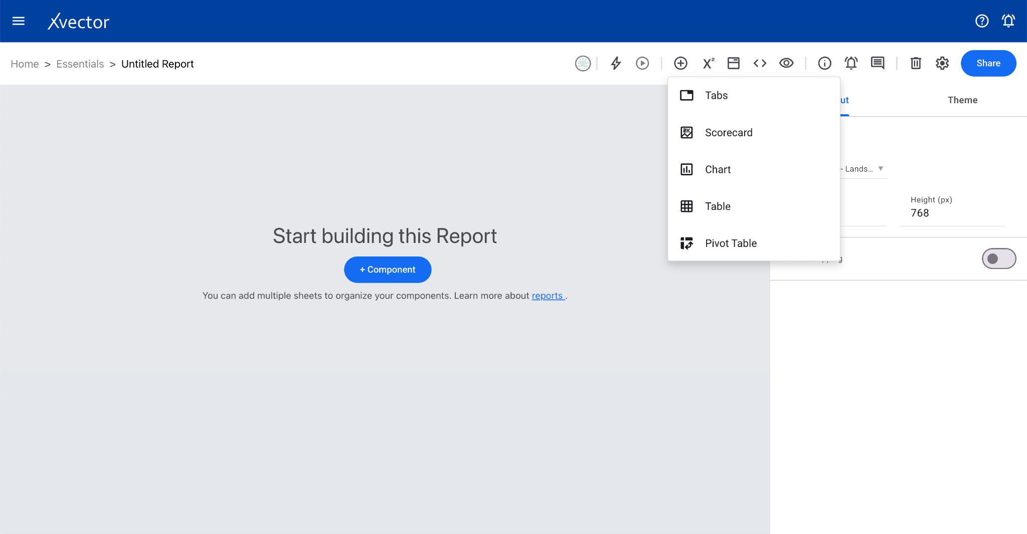 Report theme customization options