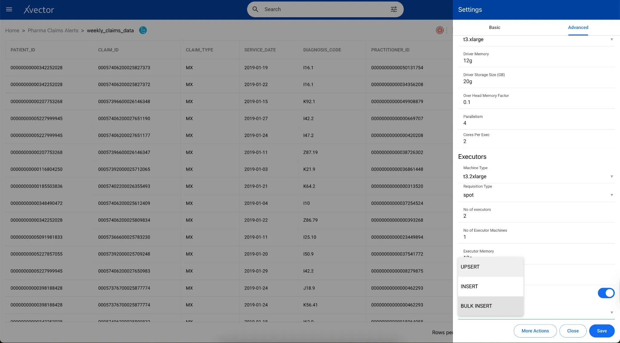 Upsert Configuration in xVector