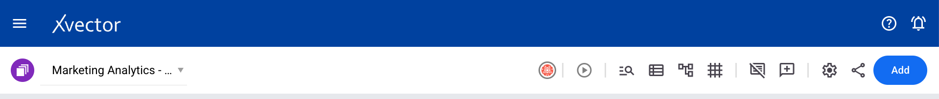 Workspace toolbar showing all available option icons